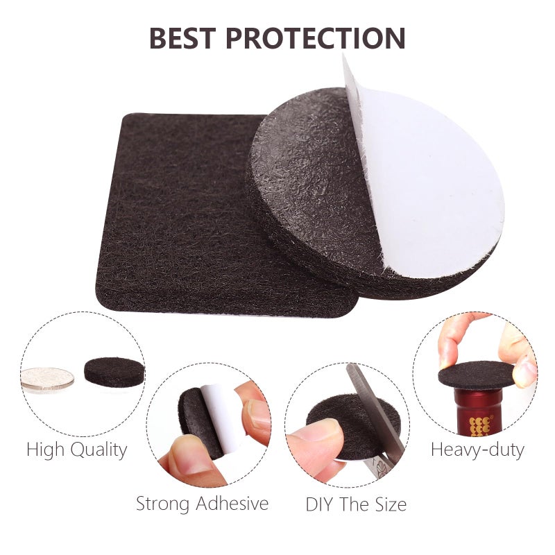 Yelanon Felt Furniture Pads -60 Pcs Premium Felt Pads for Chair Legs Furniture, Floor Protectors for Hardwood Floors, Brown - Image 3